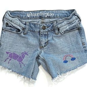 Upcycled refashion cut off unicorn Jean shorts 1